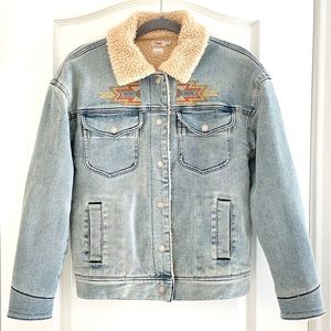 FAHERTY Embroidered Denim Jacket, Sherpa lined